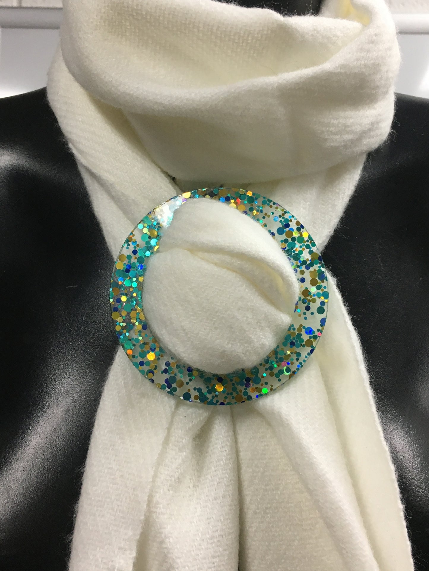 Silver Mirror Acrylic Scarf Ring