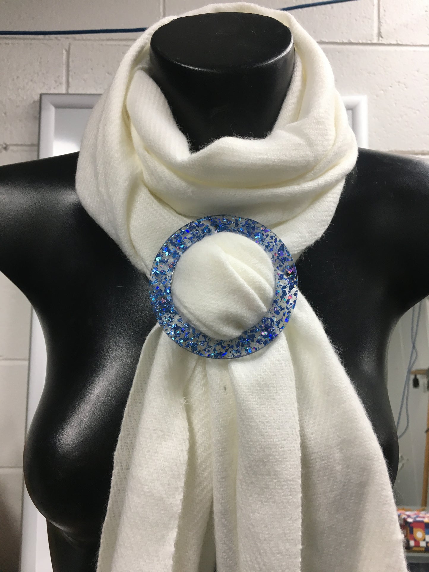 Silver Mirror Acrylic Scarf Ring