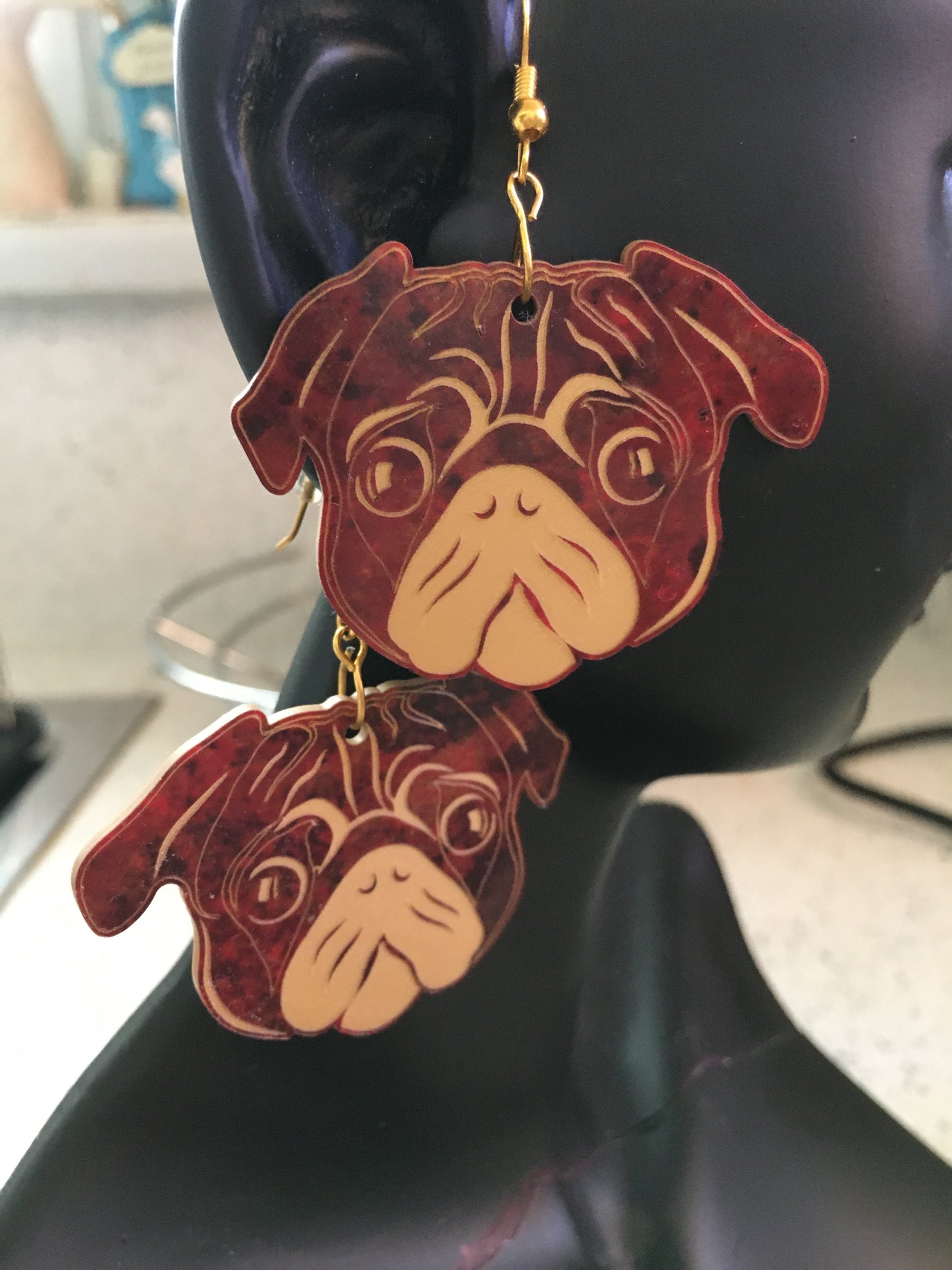 Pug Earrings Gold Coast