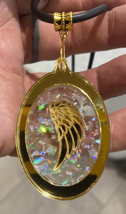 Gold Mirror Wing Pendant