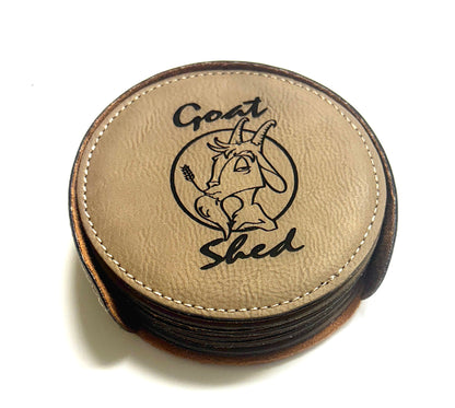 Laser Etched Leatherette Drink Coasters